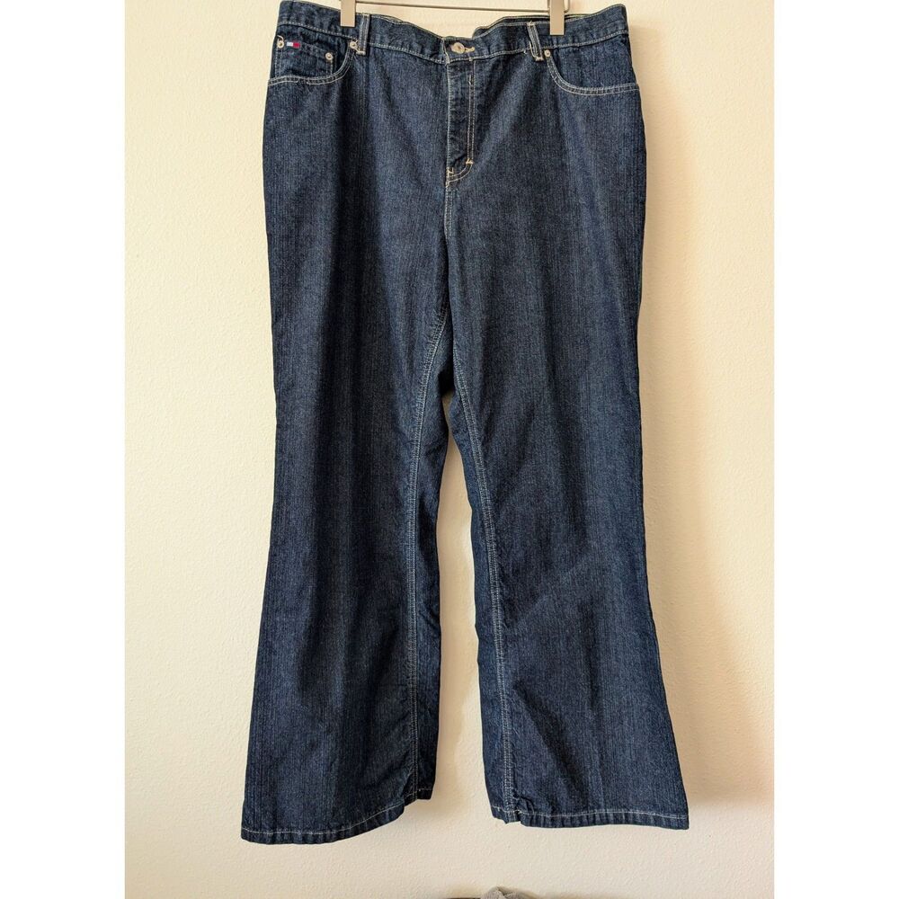 Tommy Hilfiger Wide Leg Jeans Size 20 Dark Wash High Rise 100% Cotton